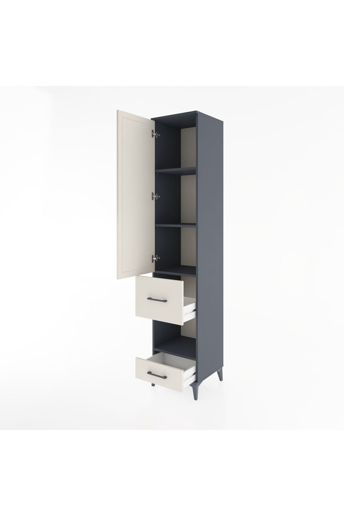 Hyperion Dolap 4 Raflı 2 Çekmeceli Tek Kapaklı 44x44x221 - S61M107V4B