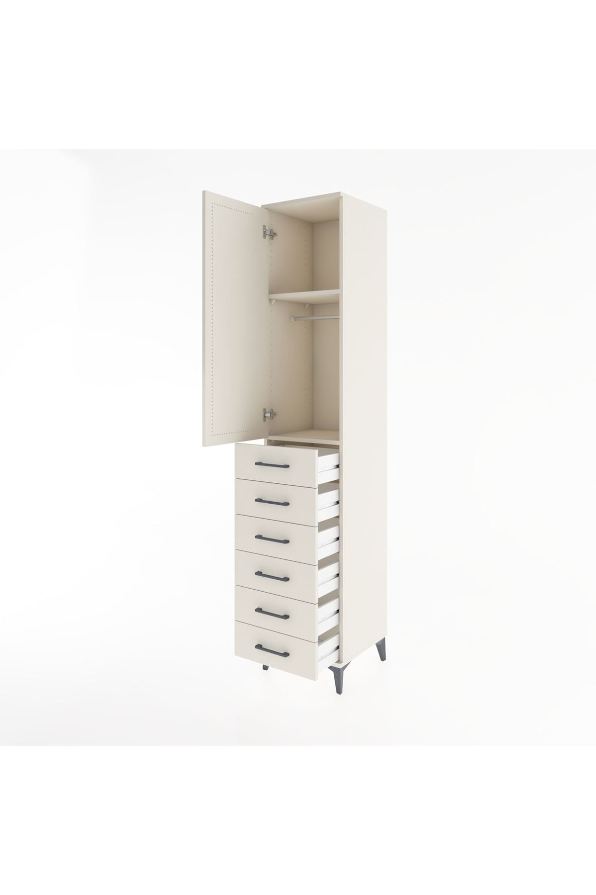Hyperion Dolap 2 Raflı 6 Çekmeceli Tek Askılı 44x44x221 - S61M108V1B