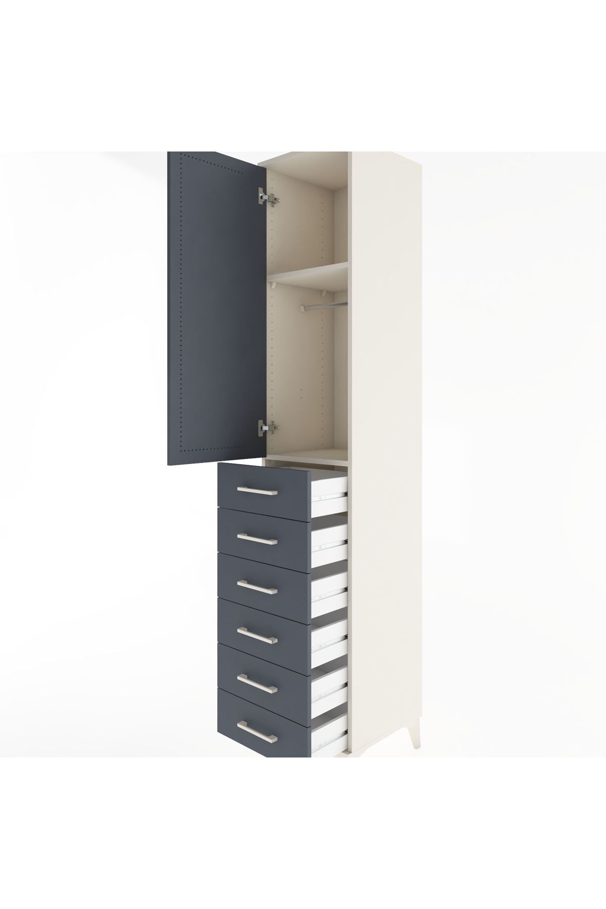 Hyperion Dolap 2 Raflı 6 Çekmeceli Tek Askılı 44x44x221 - S61M108V2B