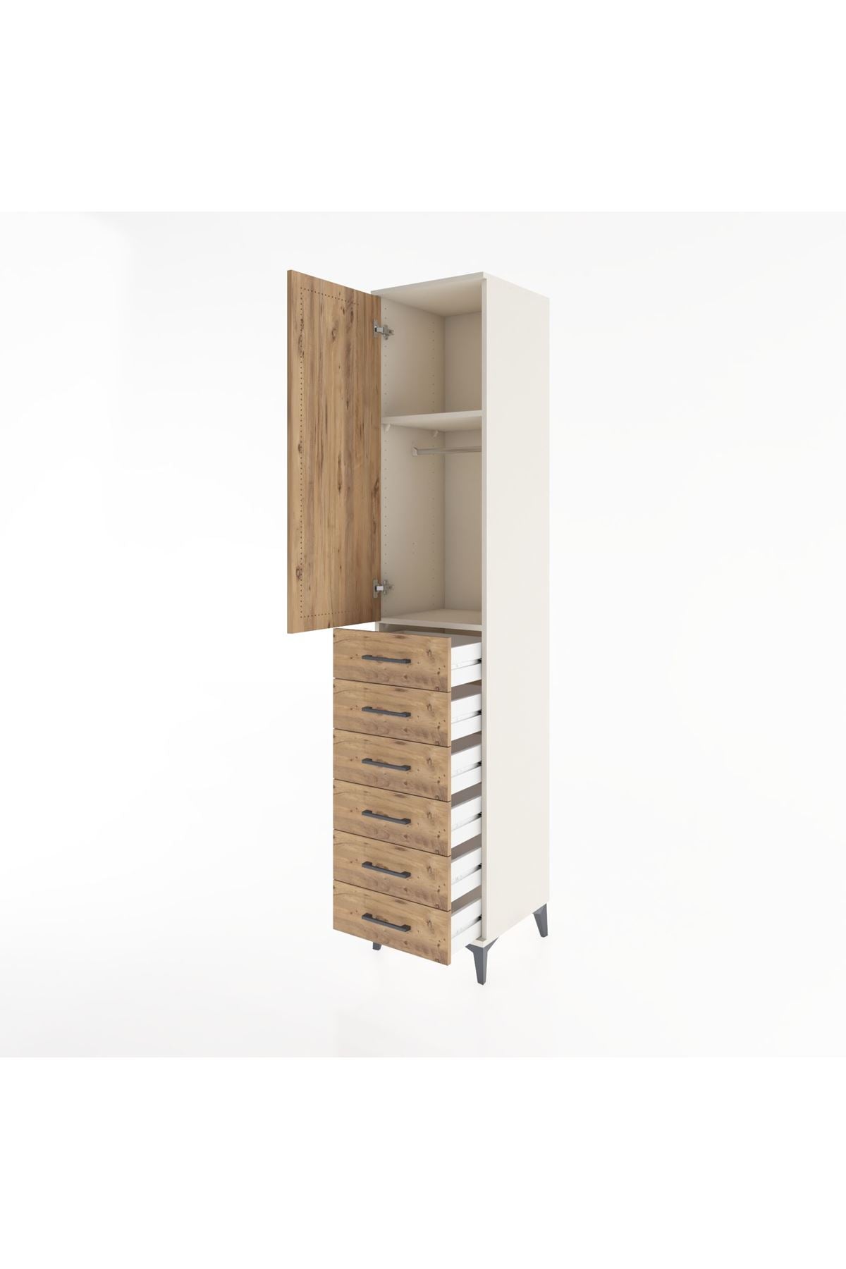 Hyperion Dolap 2 Raflı 6 Çekmeceli Tek Askılı 44x44x221 - S61M108V3B