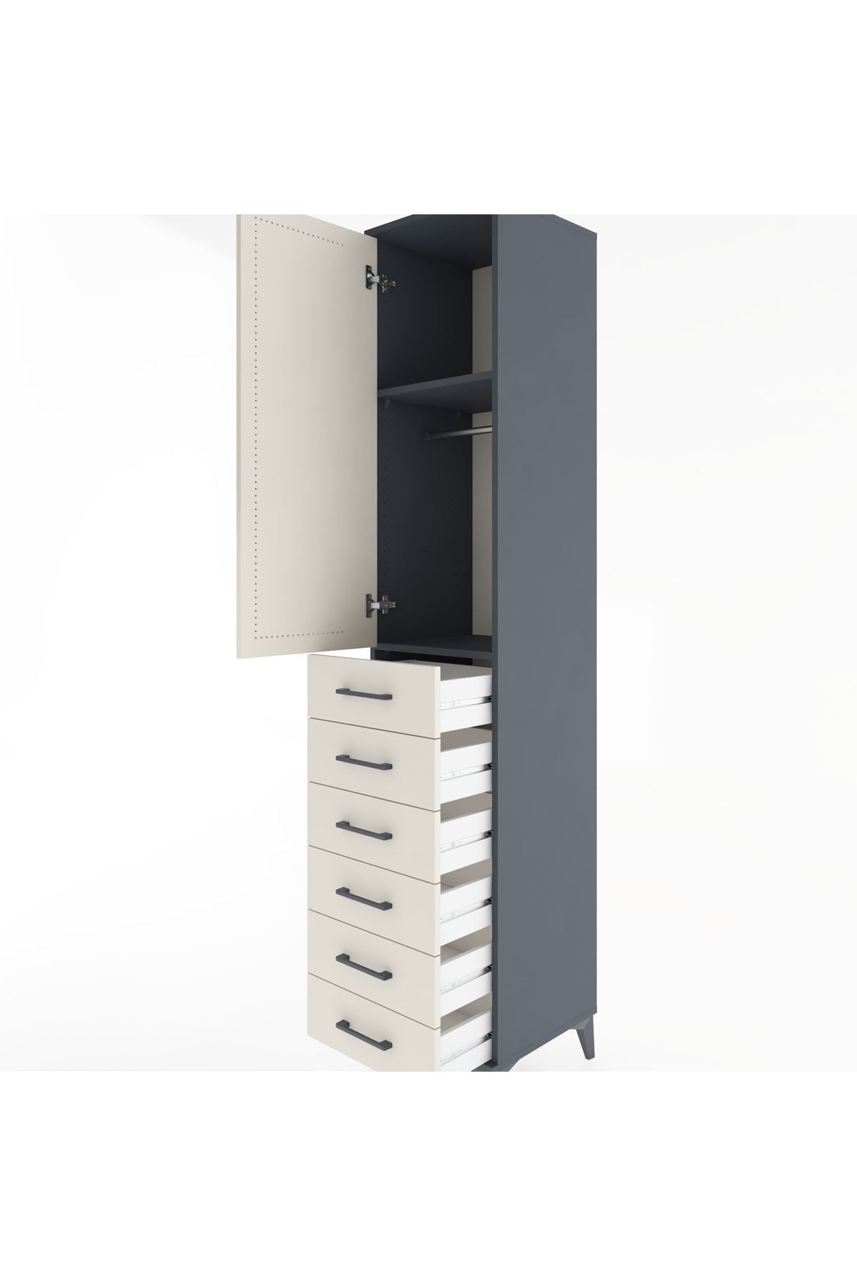 Hyperion Dolap 2 Raflı 6 Çekmeceli Tek Askılı 44x44x221 - S61M108V4B