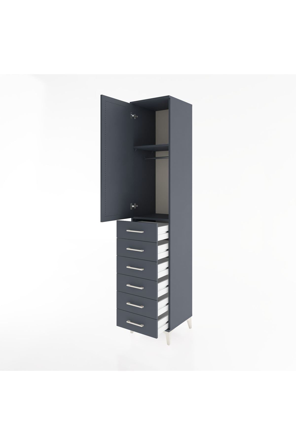 Hyperion Dolap 2 Raflı 6 Çekmeceli Tek Askılı 44x44x221 - S61M108V5B