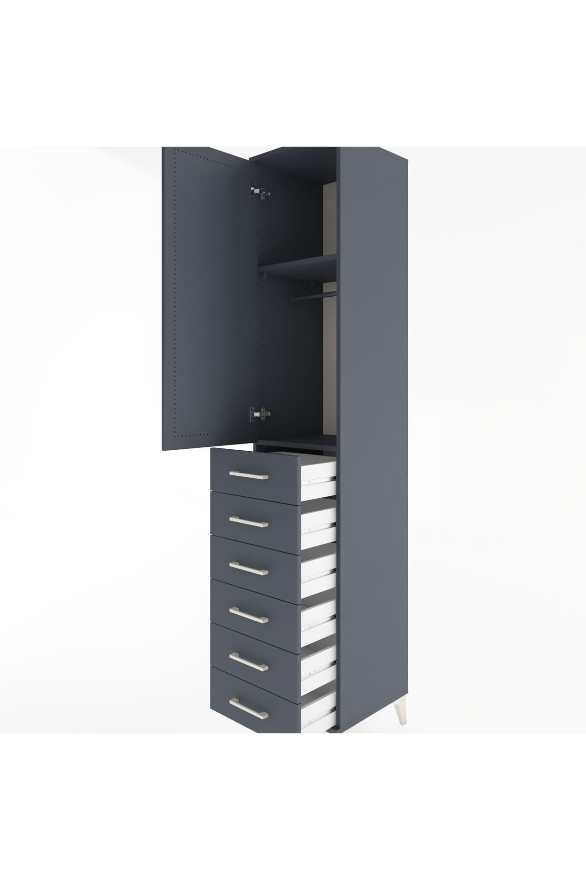 Hyperion Dolap 2 Raflı 6 Çekmeceli Tek Askılı 44x44x221 - S61M108V5B