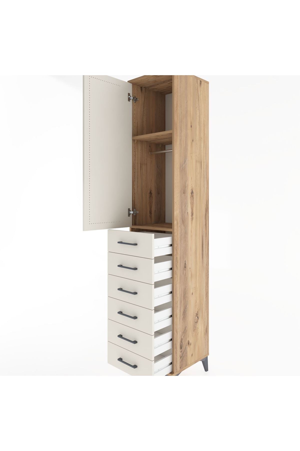 Hyperion Dolap 2 Raflı 6 Çekmeceli Tek Askılı 44x44x221 - S61M108V7B
