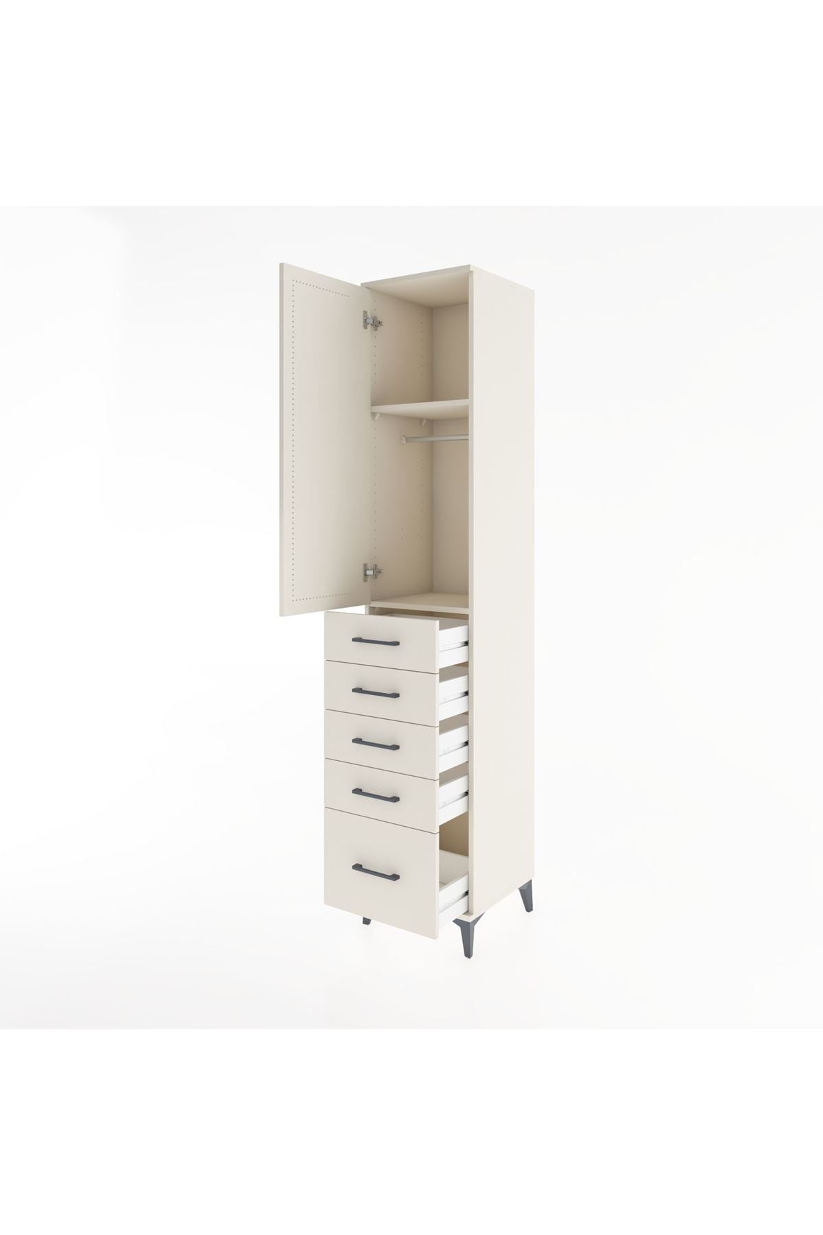 Hyperion Dolap 2 Raflı 5 Çekmeceli Tek Askılı 44x44x221 - S61M110V1B