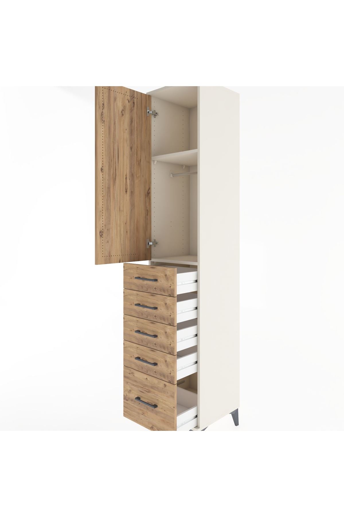 Hyperion Dolap 2 Raflı 5 Çekmeceli Tek Askılı 44x44x221 - S61M110V3B