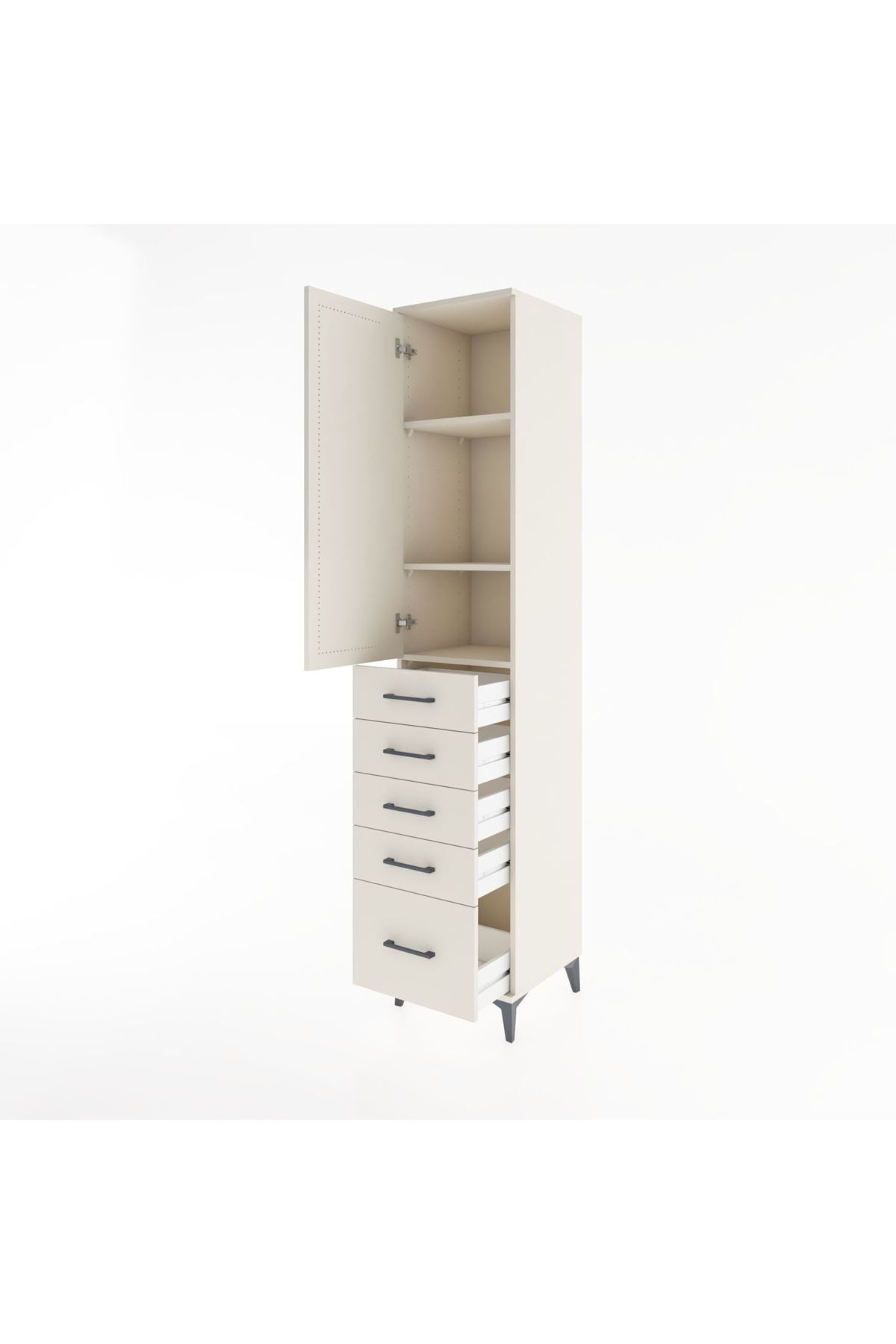 Hyperion Dolap 3 Raflı 5 Çekmeceli Tek Kapaklı 44x44x221 - S61M111V1B