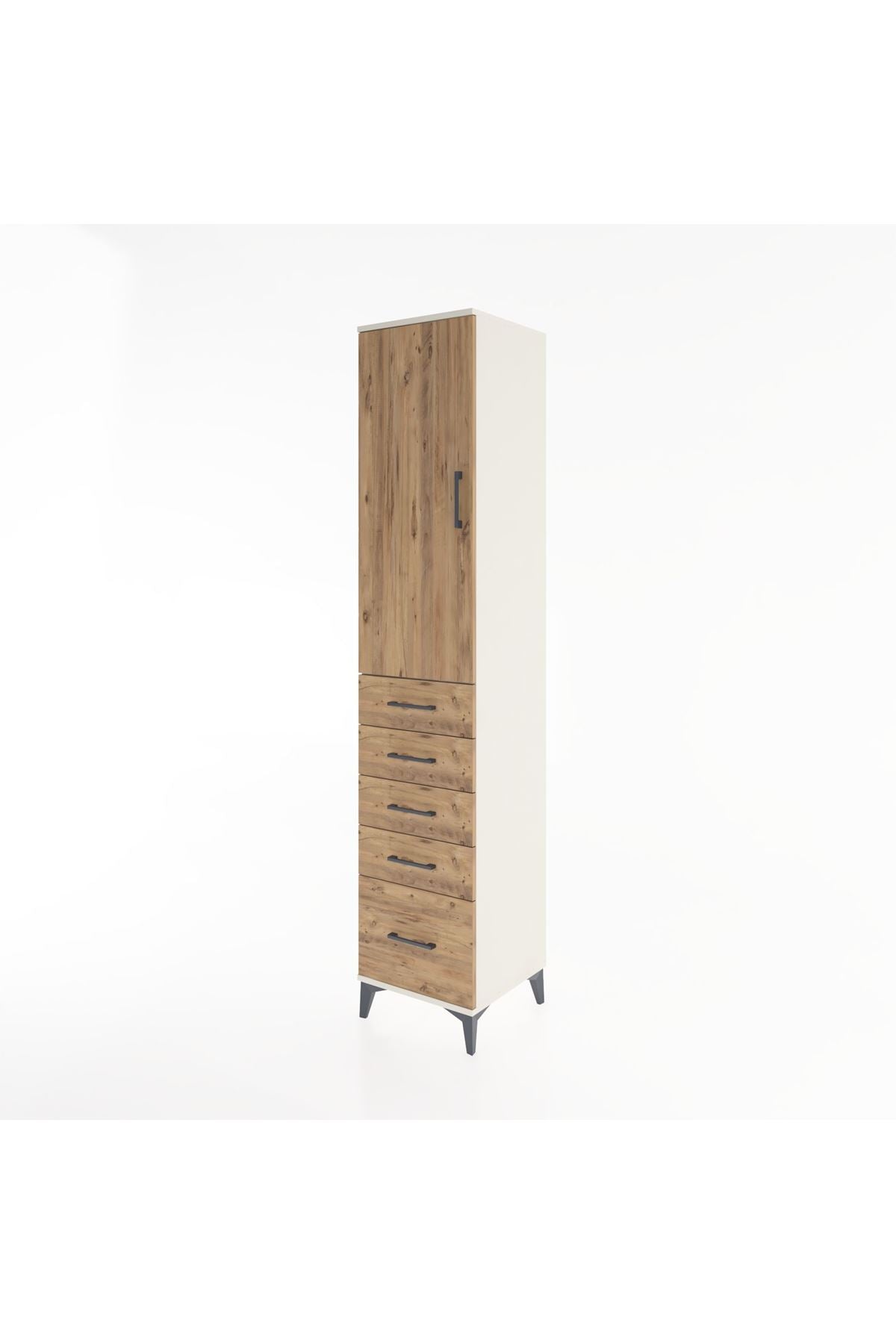 Hyperion Dolap 3 Raflı 5 Çekmeceli Tek Kapaklı 44x44x221 - S61M111V3B