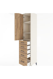 Hyperion Dolap 3 Raflı 5 Çekmeceli Tek Kapaklı 44x44x221 - S61M111V3B