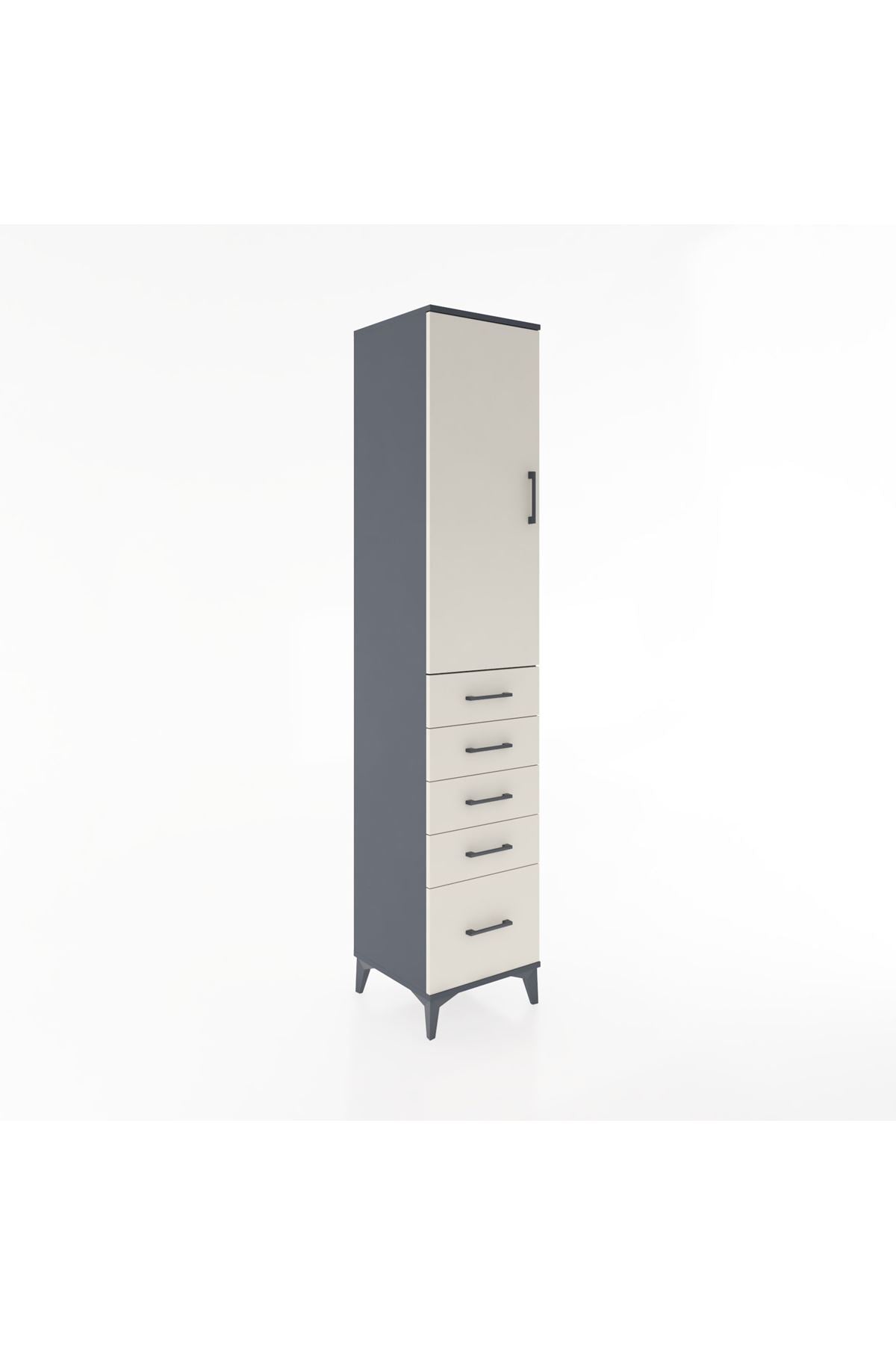 Hyperion Dolap 3 Raflı 5 Çekmeceli Tek Kapaklı 44x44x221 - S61M111V4B