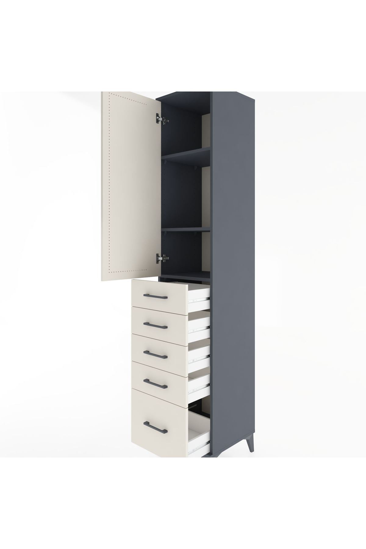 Hyperion Dolap 3 Raflı 5 Çekmeceli Tek Kapaklı 44x44x221 - S61M111V4B