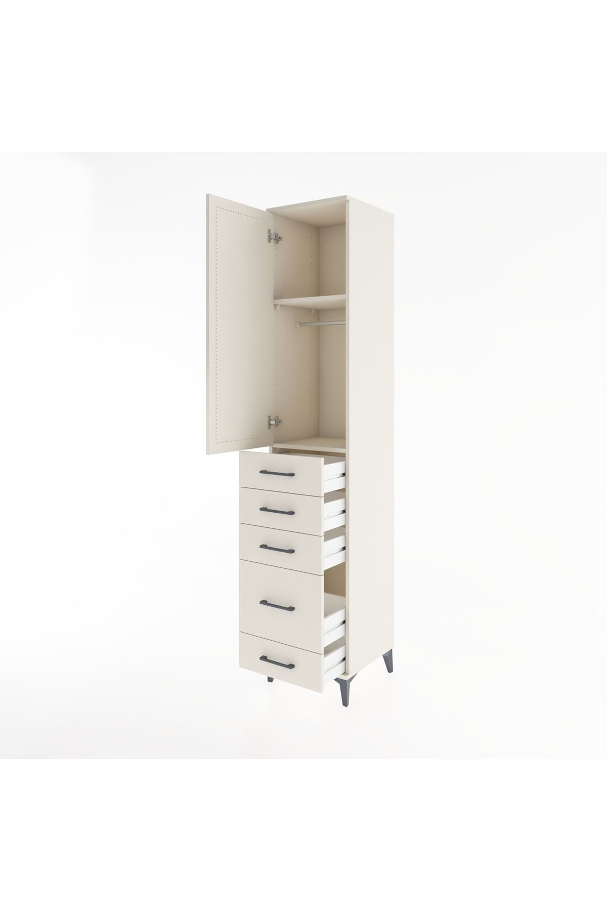Hyperion Dolap 2 Raflı 5 Çekmeceli Tek Askılı 44x44x221 - S61M112V1B