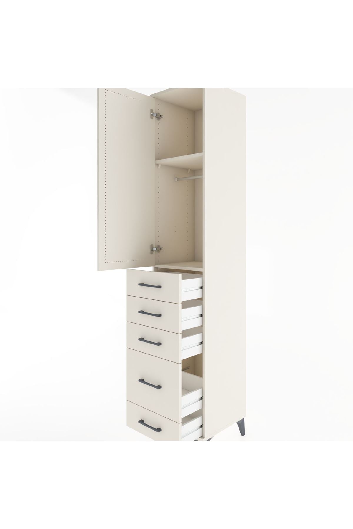 Hyperion Dolap 2 Raflı 5 Çekmeceli Tek Askılı 44x44x221 - S61M112V1B