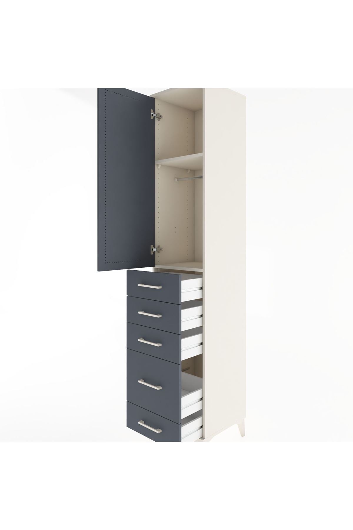 Hyperion Dolap 2 Raflı 5 Çekmeceli Tek Askılı 44x44x221 - S61M112V2B