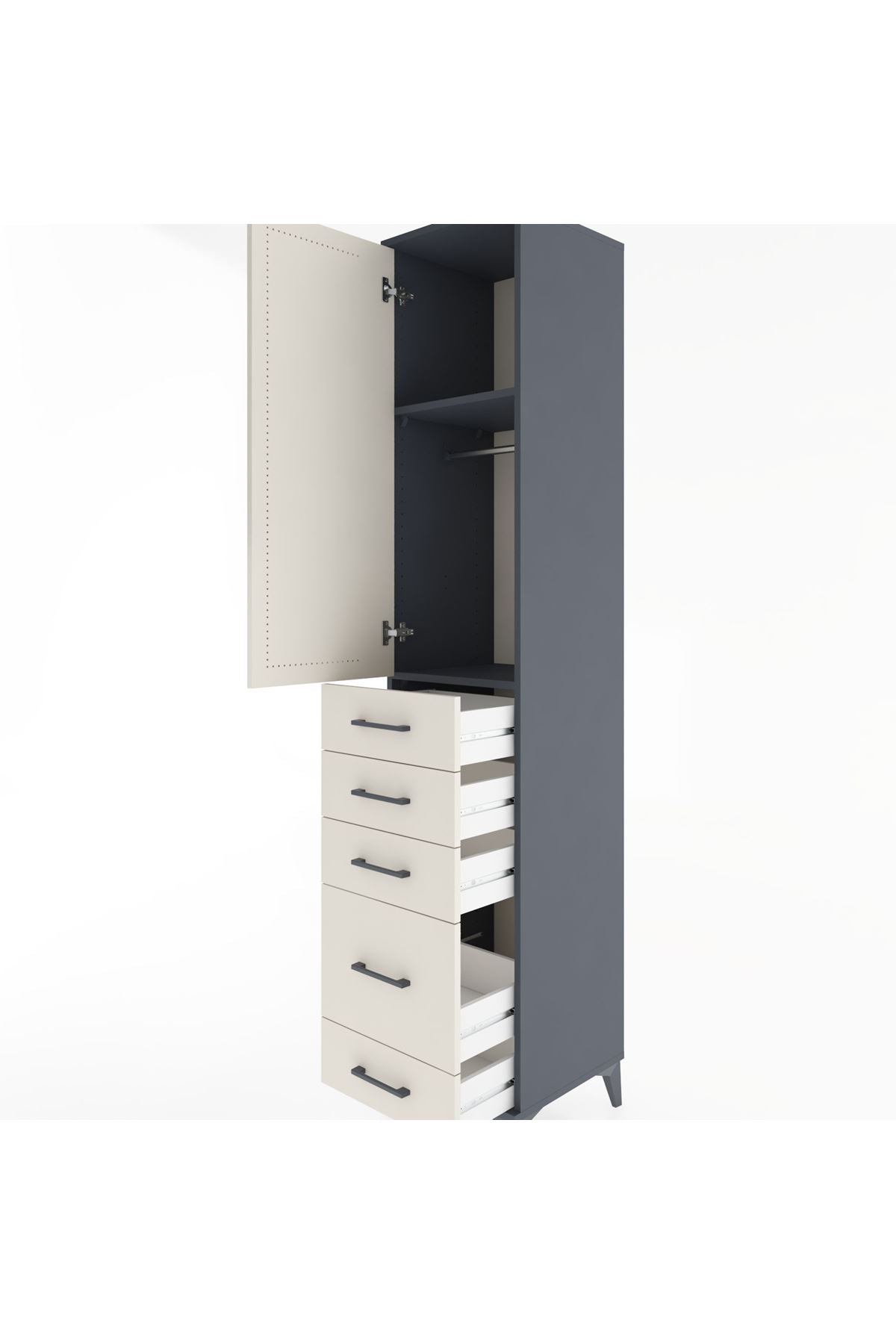 Hyperion Dolap 2 Raflı 5 Çekmeceli Tek Askılı 44x44x221 - S61M112V4B