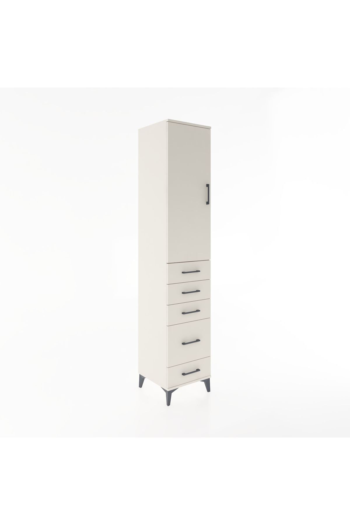 Hyperion Dolap 3 Raflı 5 Çekmeceli Tek Kapaklı 44x44x221 - S61M113V1B