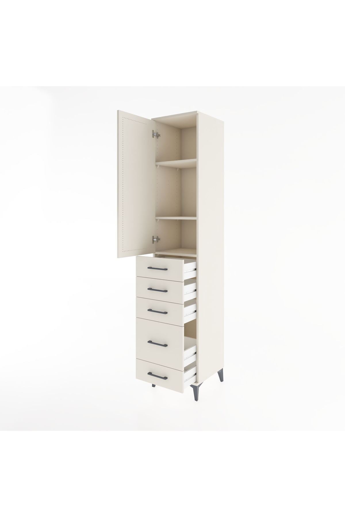 Hyperion Dolap 3 Raflı 5 Çekmeceli Tek Kapaklı 44x44x221 - S61M113V1B