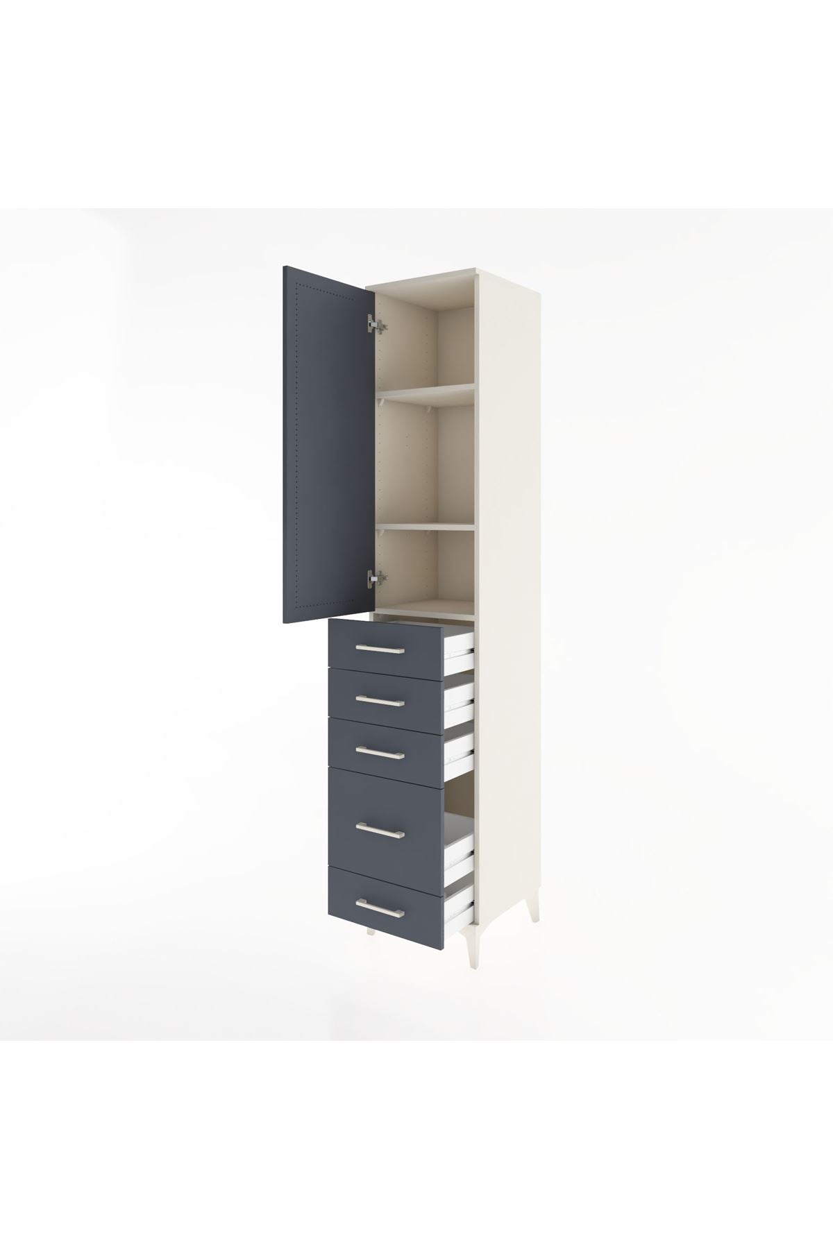 Hyperion Dolap 3 Raflı 5 Çekmeceli Tek Kapaklı 44x44x221 - S61M113V2B