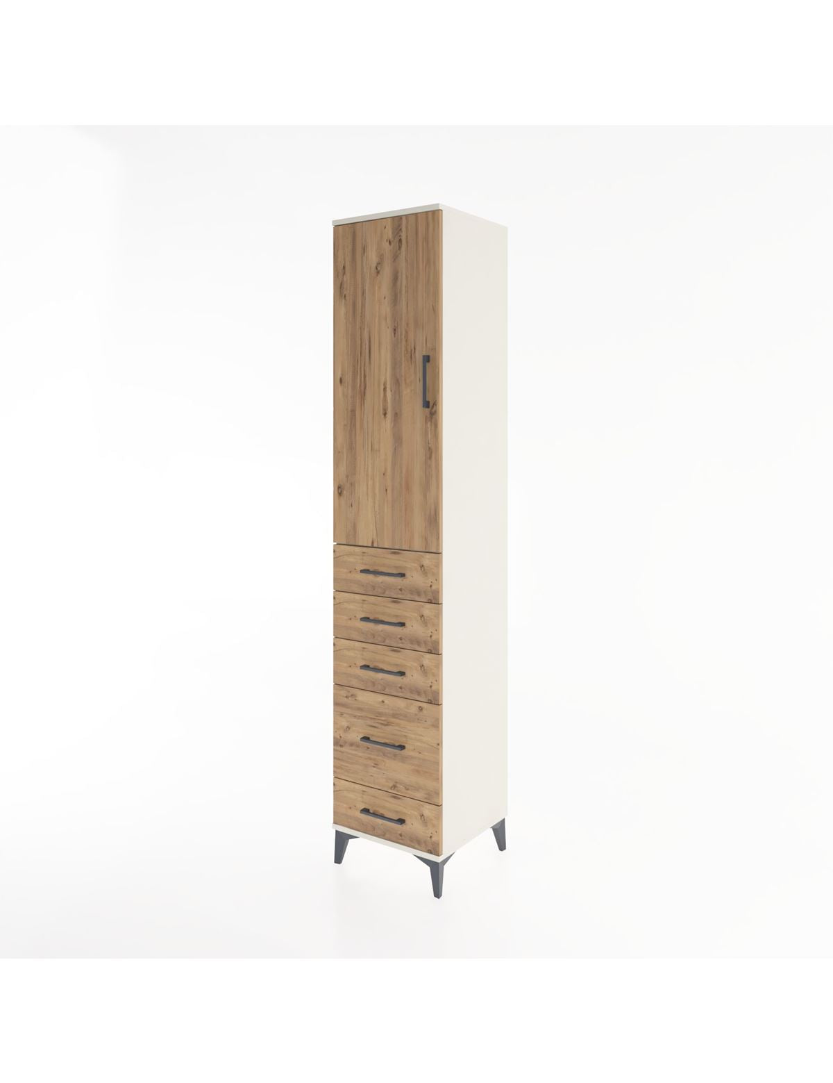 Hyperion Dolap 3 Raflı 5 Çekmeceli Tek Kapaklı 44x44x221 - S61M113V3B