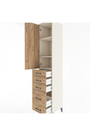 Hyperion Dolap 3 Raflı 5 Çekmeceli Tek Kapaklı 44x44x221 - S61M113V3B