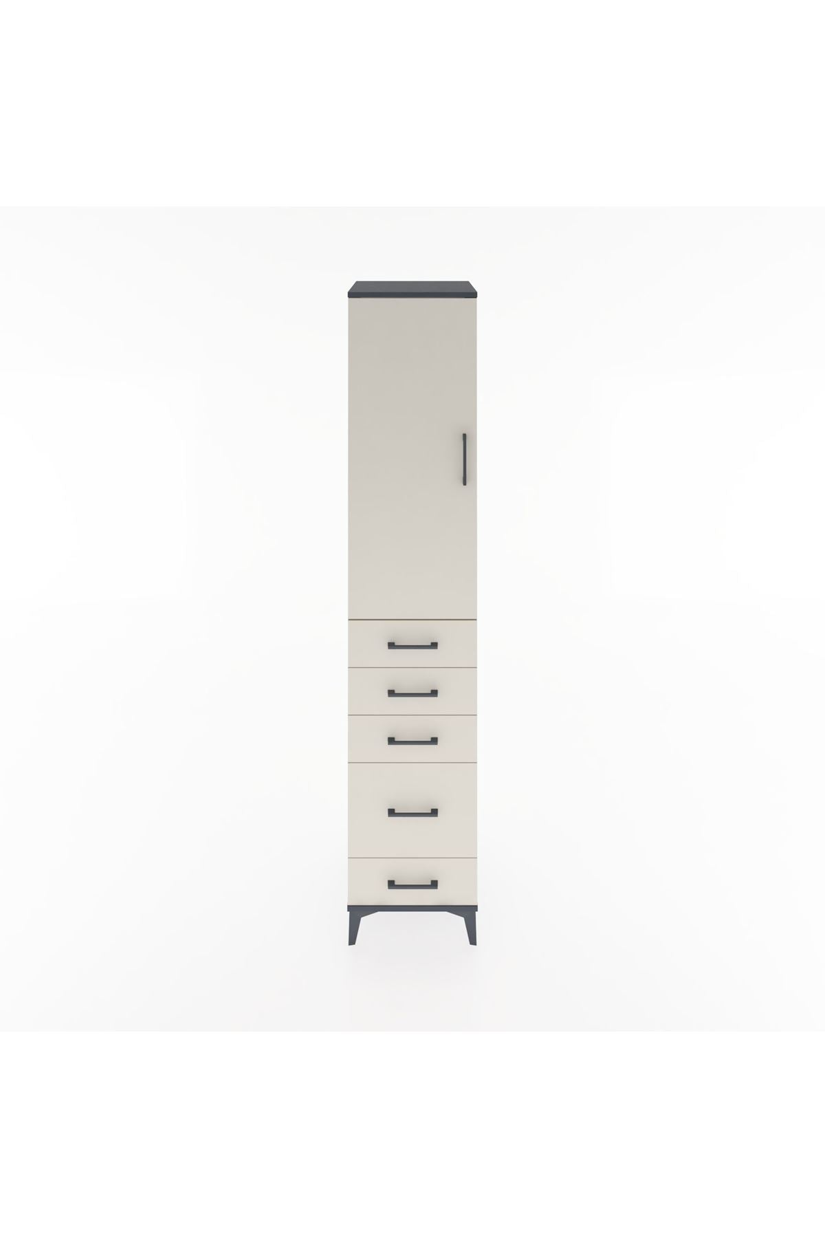 Hyperion Dolap 3 Raflı 5 Çekmeceli Tek Kapaklı 44x44x221 - S61M113V4B