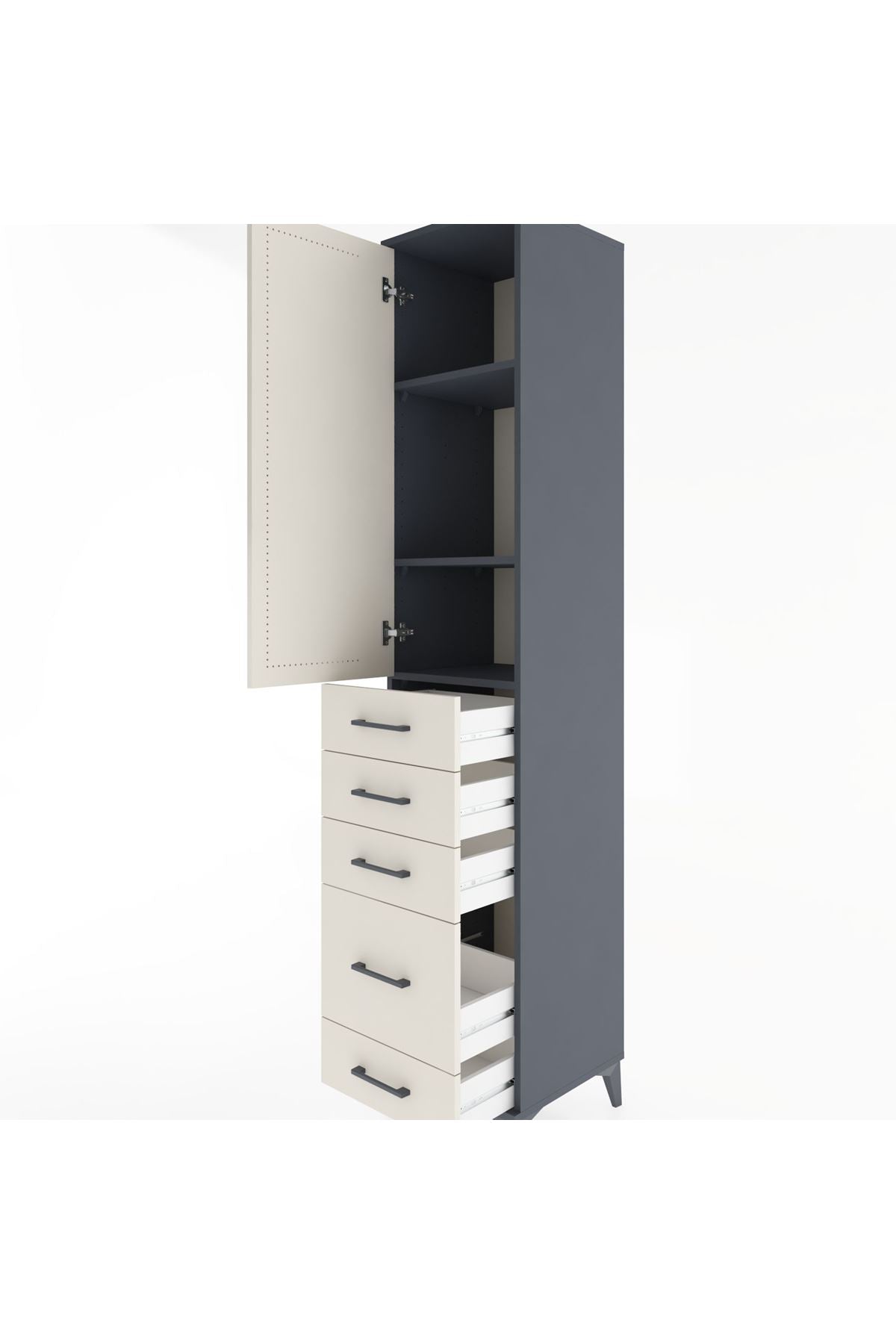 Hyperion Dolap 3 Raflı 5 Çekmeceli Tek Kapaklı 44x44x221 - S61M113V4B
