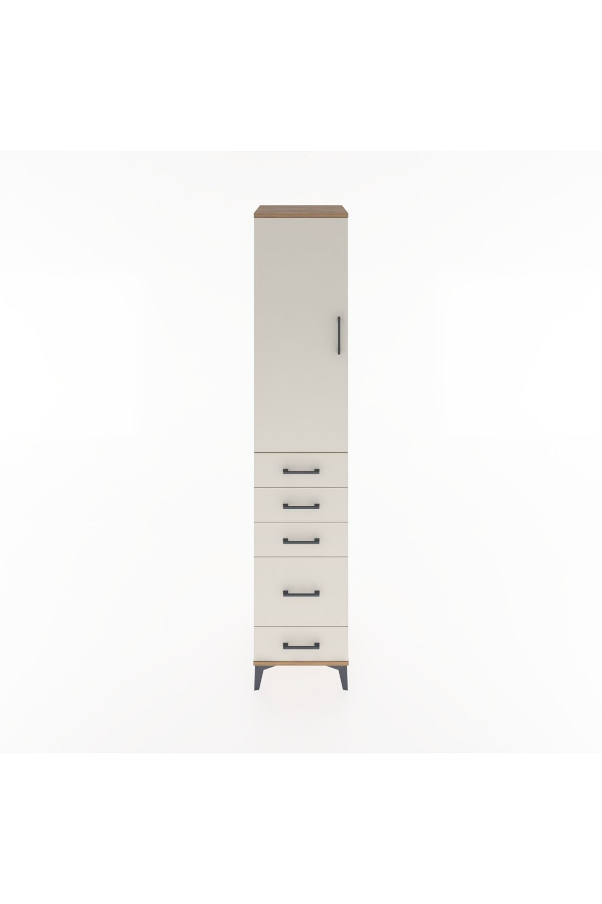 Hyperion Dolap 3 Raflı 5 Çekmeceli Tek Kapaklı 44x44x221 - S61M113V7B