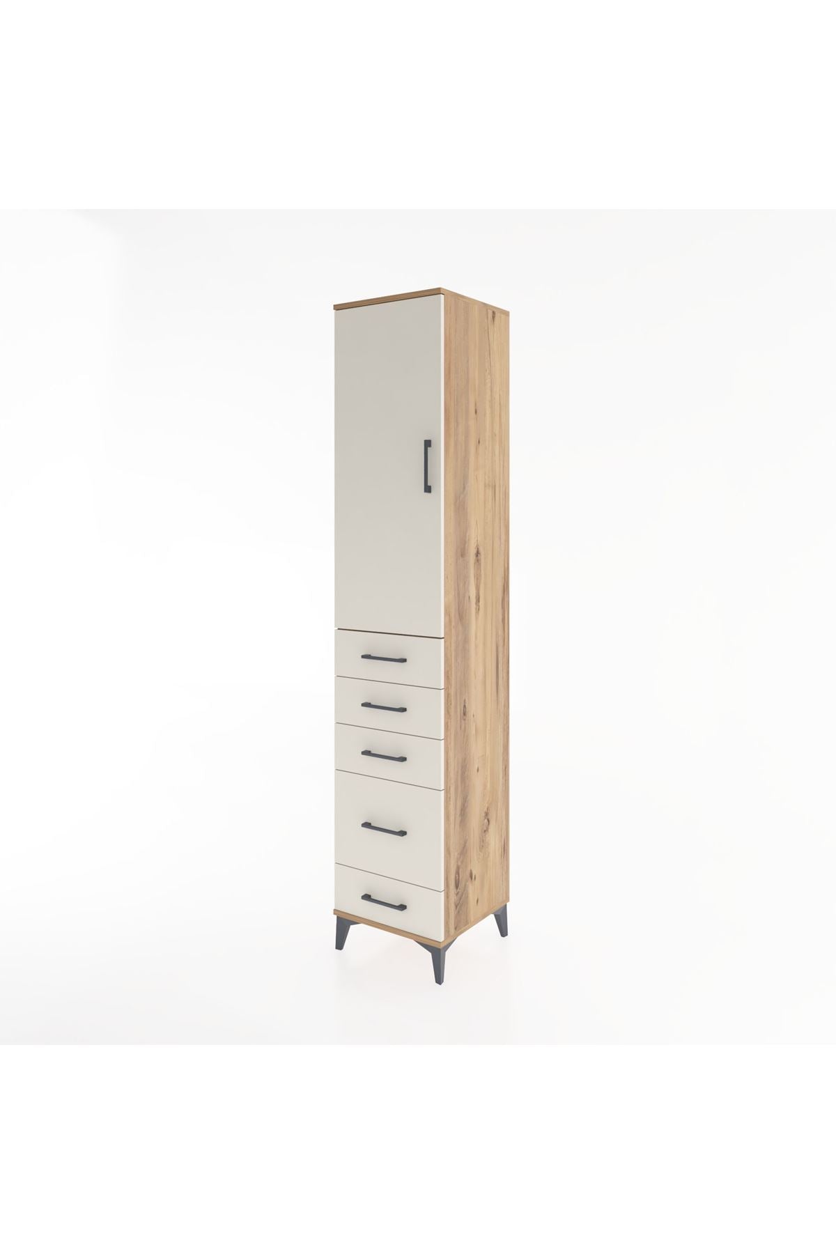 Hyperion Dolap 3 Raflı 5 Çekmeceli Tek Kapaklı 44x44x221 - S61M113V7B