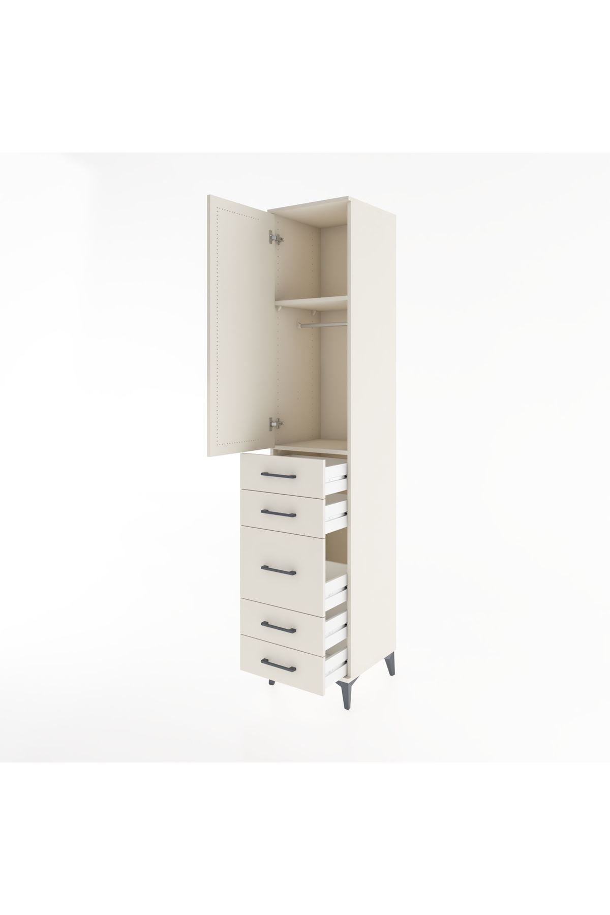 Hyperion Dolap 2 Raflı 5 Çekmeceli Tek Askılı 44x44x221 - S61M114V1B