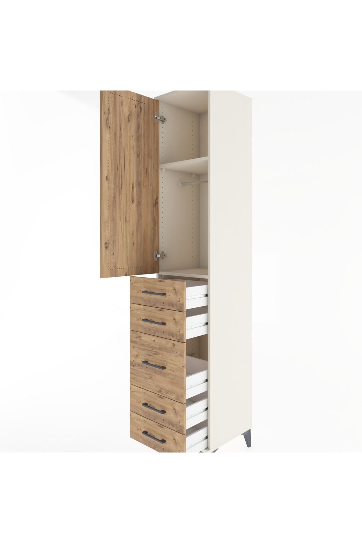 Hyperion Dolap 2 Raflı 5 Çekmeceli Tek Askılı 44x44x221 - S61M114V3B