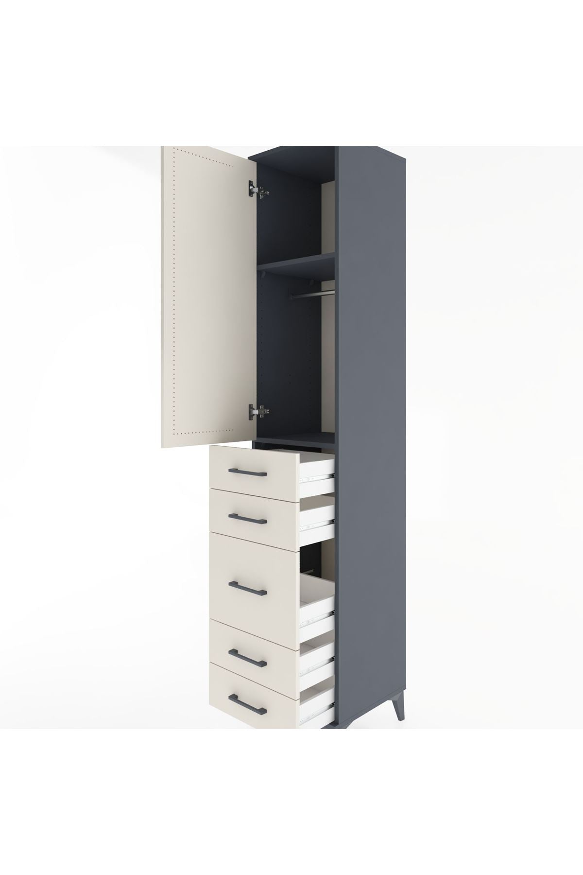 Hyperion Dolap 2 Raflı 5 Çekmeceli Tek Askılı 44x44x221 - S61M114V4B