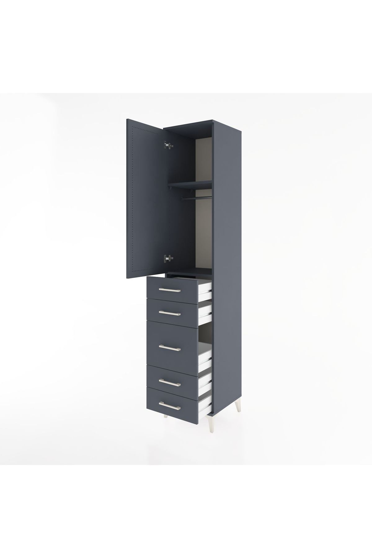 Hyperion Dolap 2 Raflı 5 Çekmeceli Tek Askılı 44x44x221 - S61M114V5B