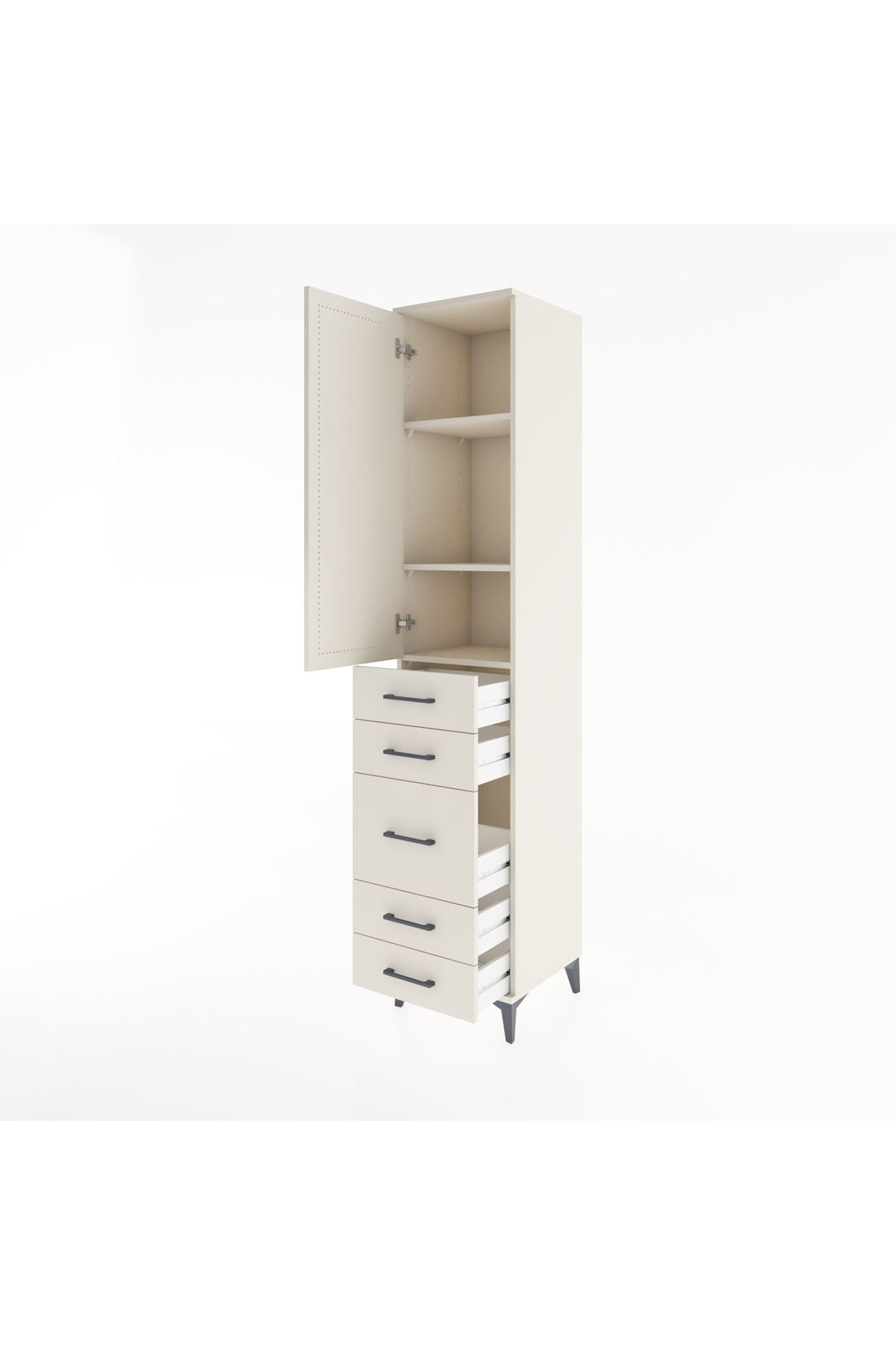 Hyperion Dolap 3 Raflı 5 Çekmeceli Tek Kapaklı 44x44x221 - S61M115V1B