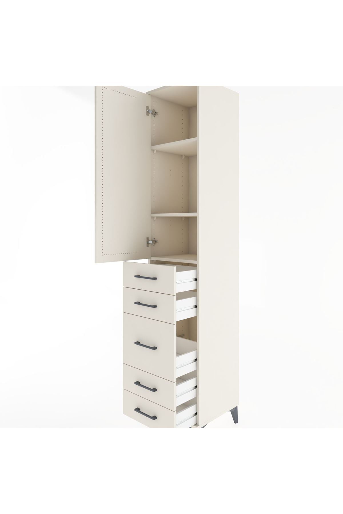 Hyperion Dolap 3 Raflı 5 Çekmeceli Tek Kapaklı 44x44x221 - S61M115V1B