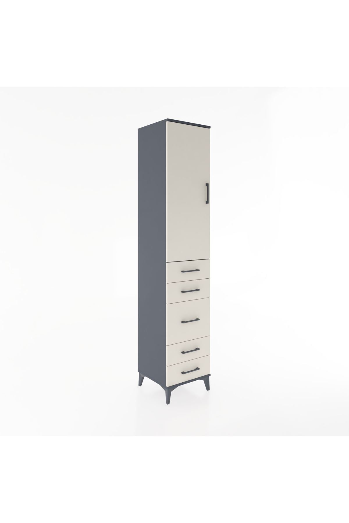 Hyperion Dolap 3 Raflı 5 Çekmeceli Tek Kapaklı 44x44x221 - S61M115V4B