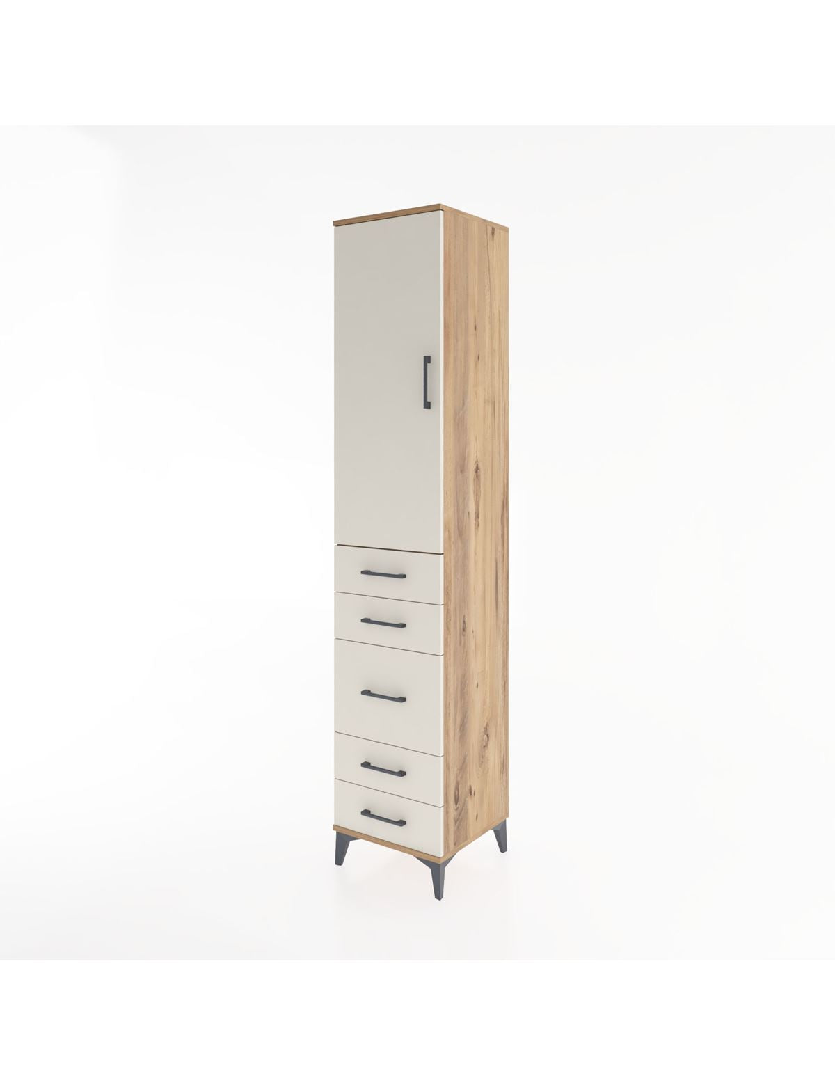 Hyperion Dolap 3 Raflı 5 Çekmeceli Tek Kapaklı 44x44x221 - S61M115V7B