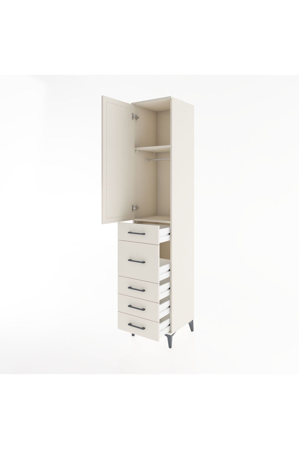 Hyperion Dolap 2 Raflı 5 Çekmeceli Tek Askılı 44x44x221 - S61M116V1B