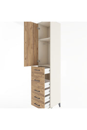 Hyperion Dolap 2 Raflı 5 Çekmeceli Tek Askılı 44x44x221 - S61M116V3B