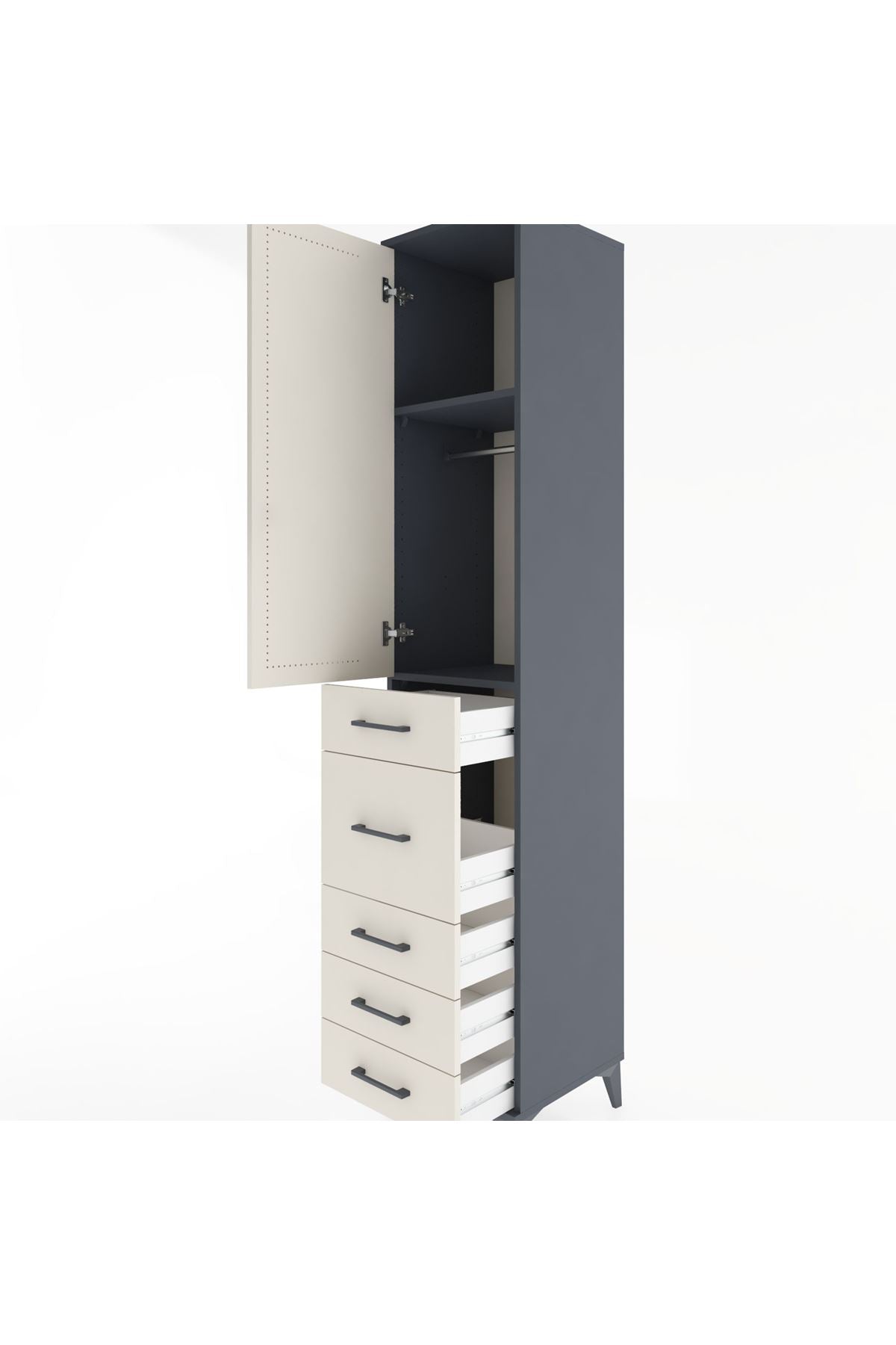 Hyperion Dolap 2 Raflı 5 Çekmeceli Tek Askılı 44x44x221 - S61M116V4B