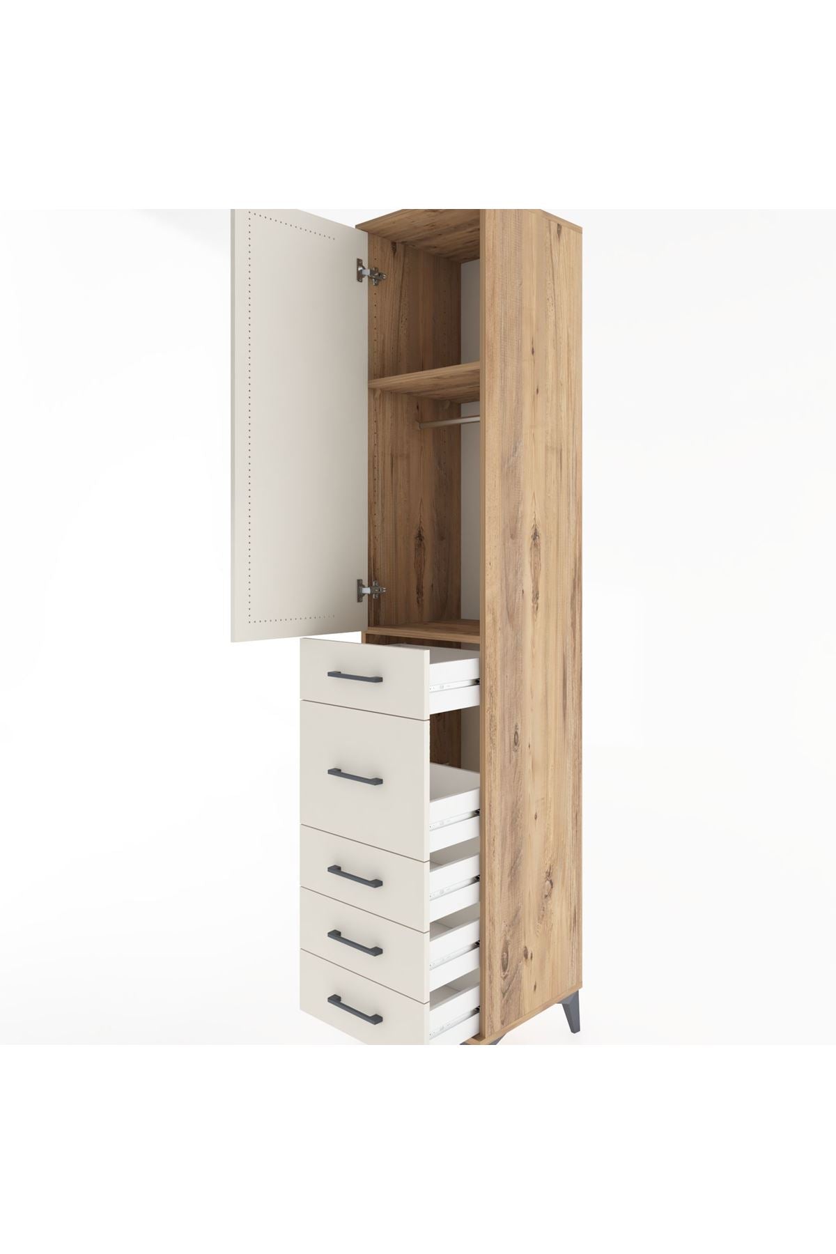 Hyperion Dolap 2 Raflı 5 Çekmeceli Tek Askılı 44x44x221 - S61M116V7B
