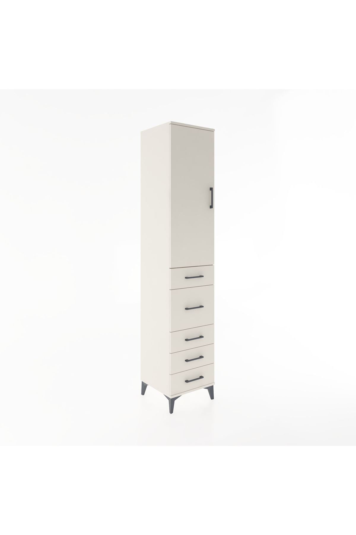 Hyperion Dolap 3 Raflı 5 Çekmeceli Tek Kapaklı 44x44x221 - S61M117V1B