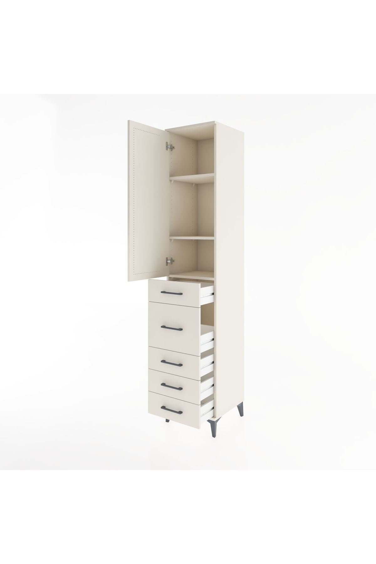 Hyperion Dolap 3 Raflı 5 Çekmeceli Tek Kapaklı 44x44x221 - S61M117V1B