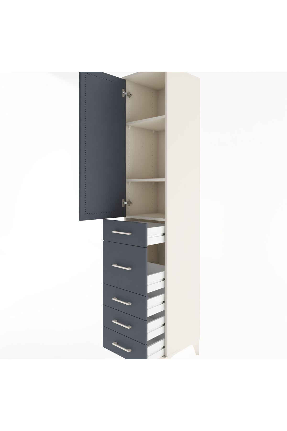 Hyperion Dolap 3 Raflı 5 Çekmeceli Tek Kapaklı 44x44x221 - S61M117V2B