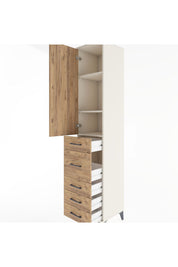Hyperion Dolap 3 Raflı 5 Çekmeceli Tek Kapaklı 44x44x221 - S61M117V3B