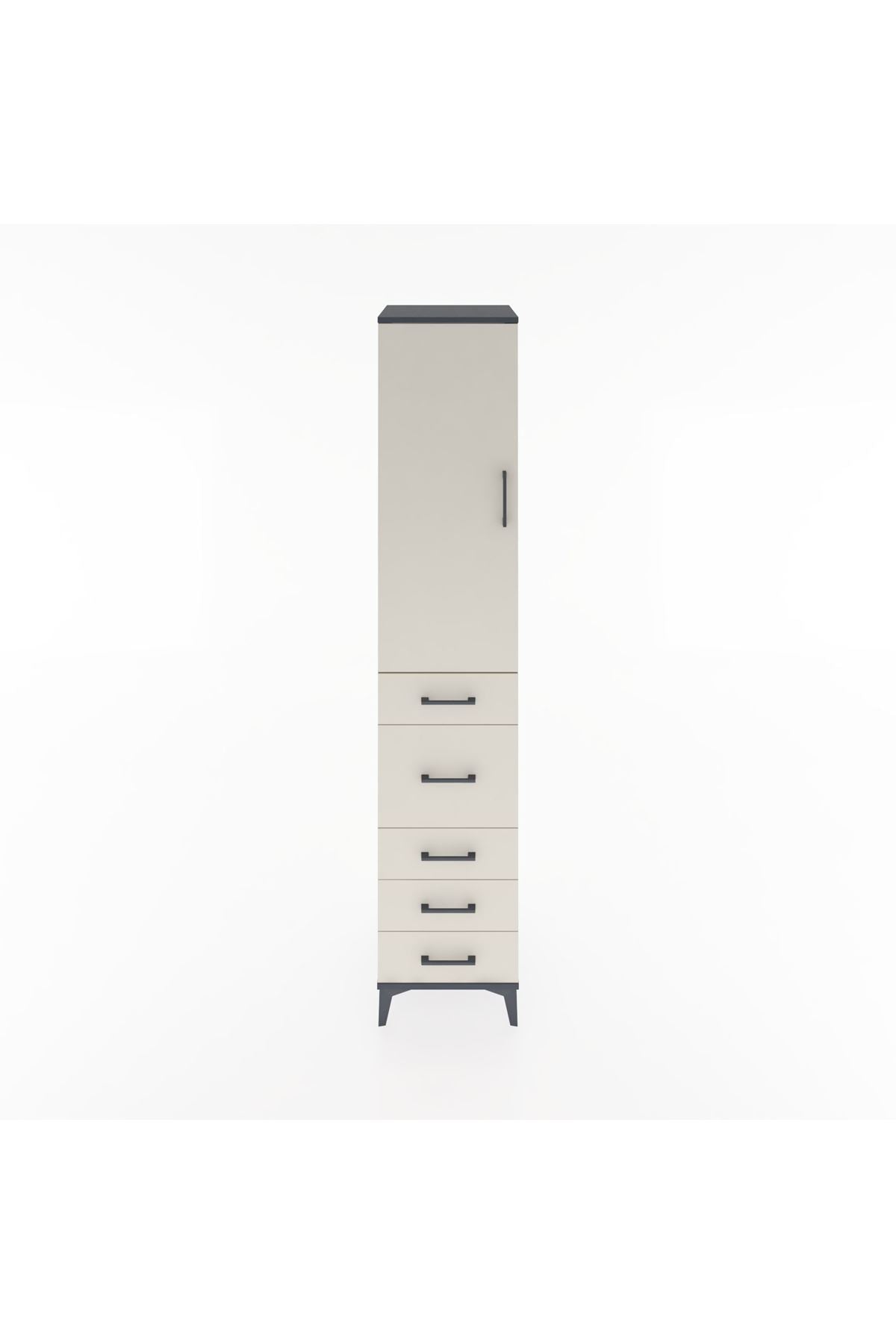 Hyperion Dolap 3 Raflı 5 Çekmeceli Tek Kapaklı 44x44x221 - S61M117V4B