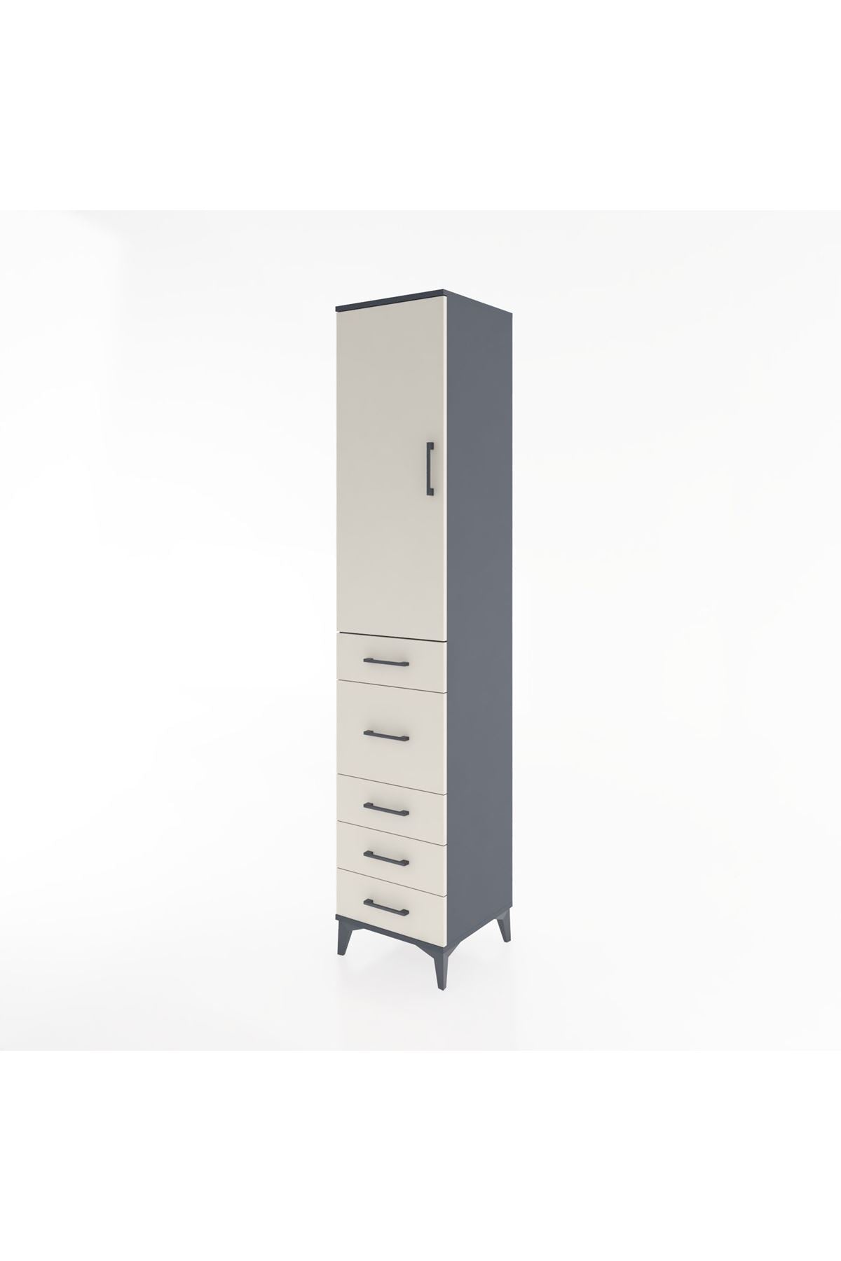 Hyperion Dolap 3 Raflı 5 Çekmeceli Tek Kapaklı 44x44x221 - S61M117V4B