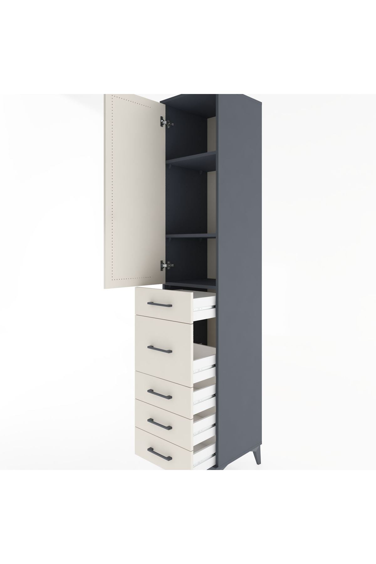Hyperion Dolap 3 Raflı 5 Çekmeceli Tek Kapaklı 44x44x221 - S61M117V4B