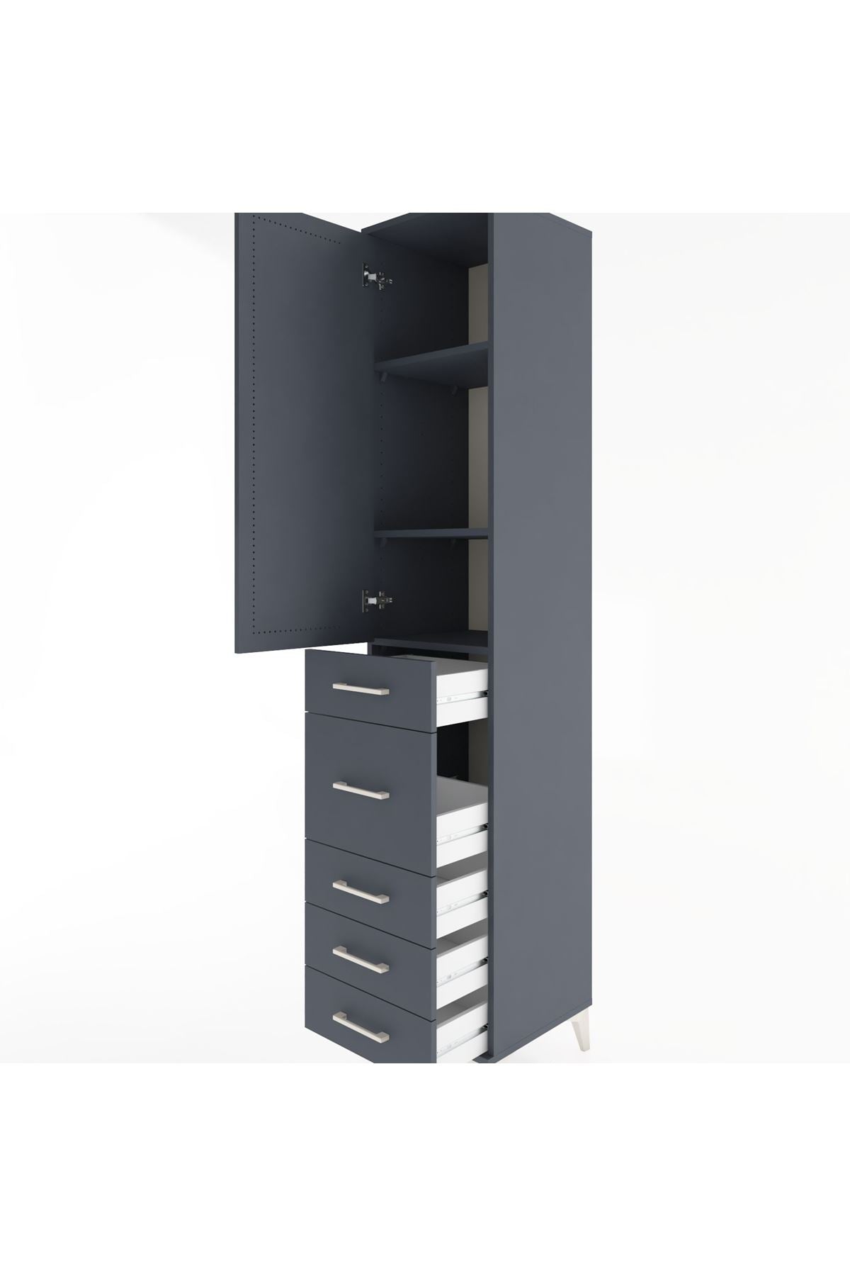 Hyperion Dolap 3 Raflı 5 Çekmeceli Tek Kapaklı 44x44x221 - S61M117V5B