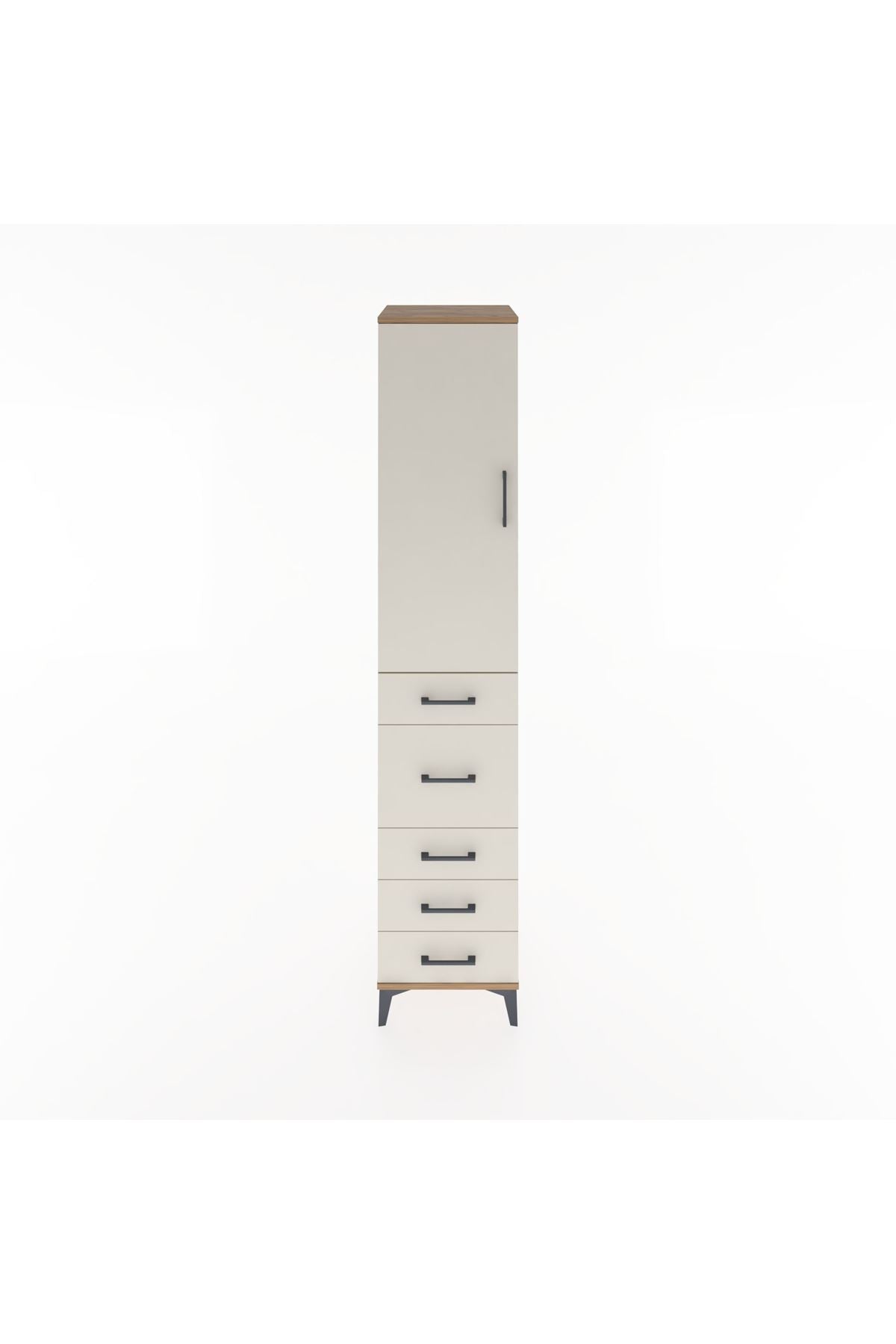 Hyperion Dolap 3 Raflı 5 Çekmeceli Tek Kapaklı 44x44x221 - S61M117V7B