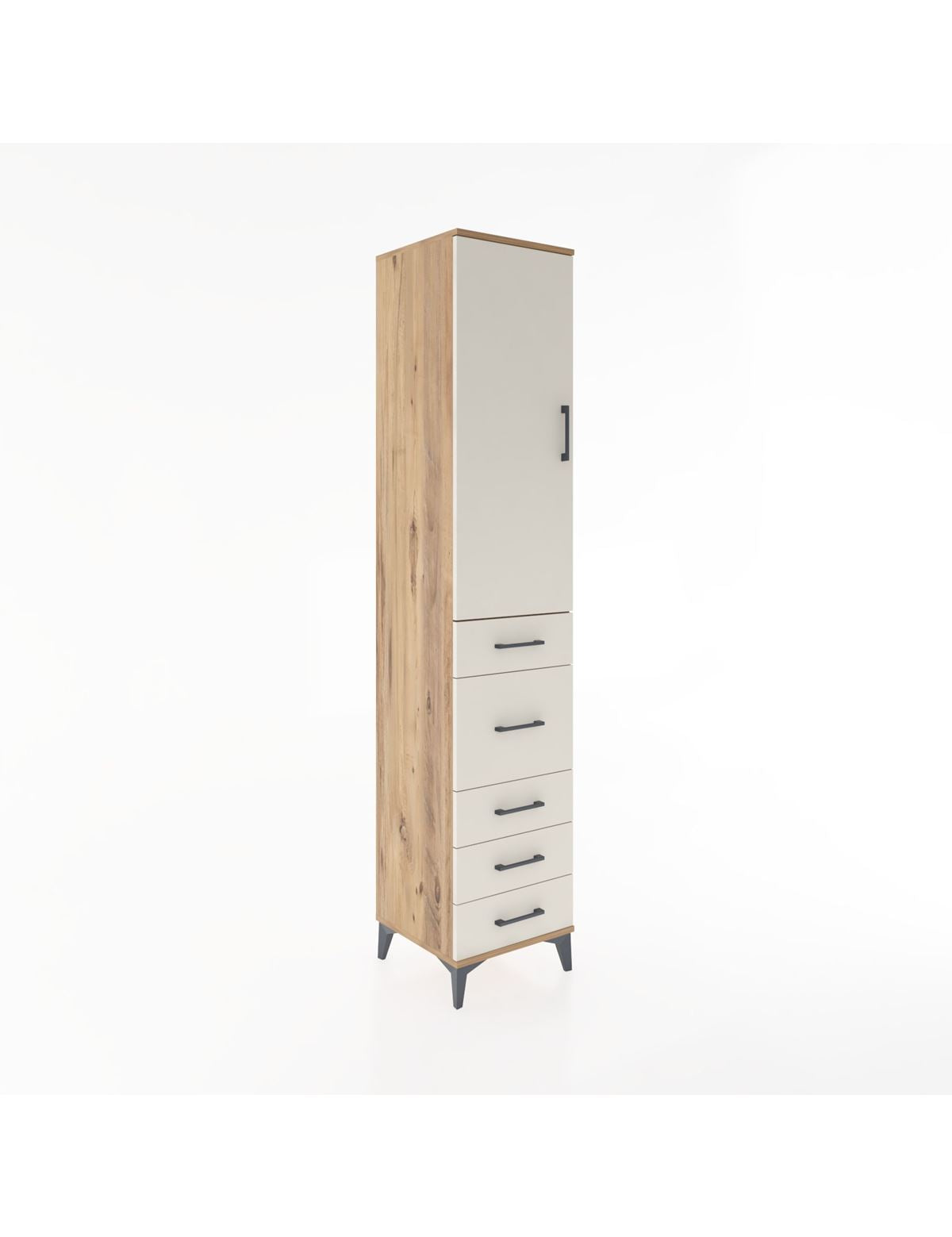 Hyperion Dolap 3 Raflı 5 Çekmeceli Tek Kapaklı 44x44x221 - S61M117V7B